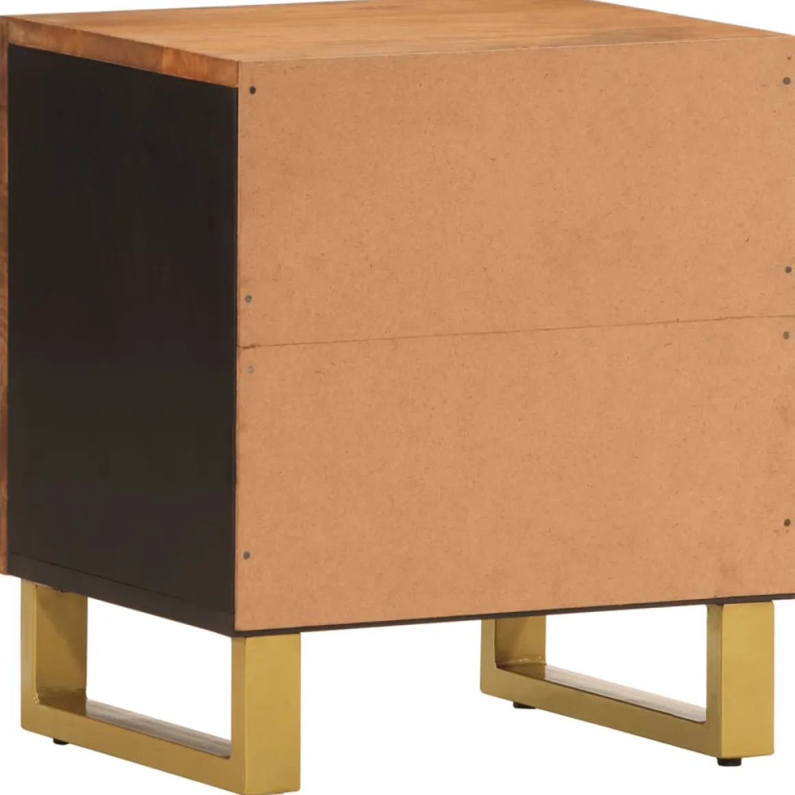 Mesita de noche Agapanto puerta reversible madera de mango marrón/negro 46x40x33,5 cm