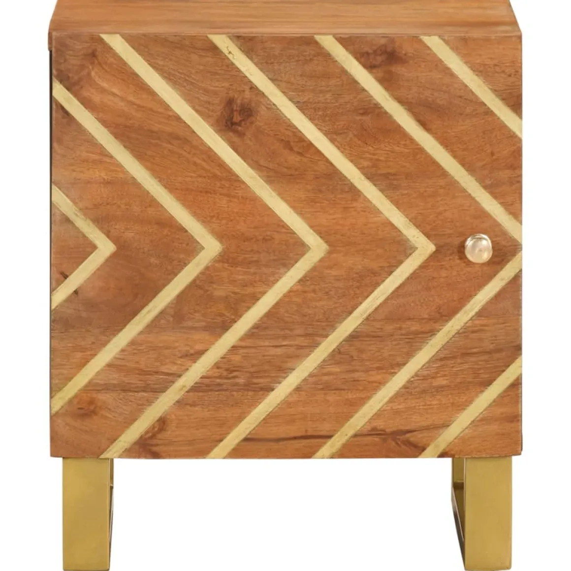 Mesita de noche Agapanto puerta reversible madera de mango marrón/negro 46x40x33,5 cm