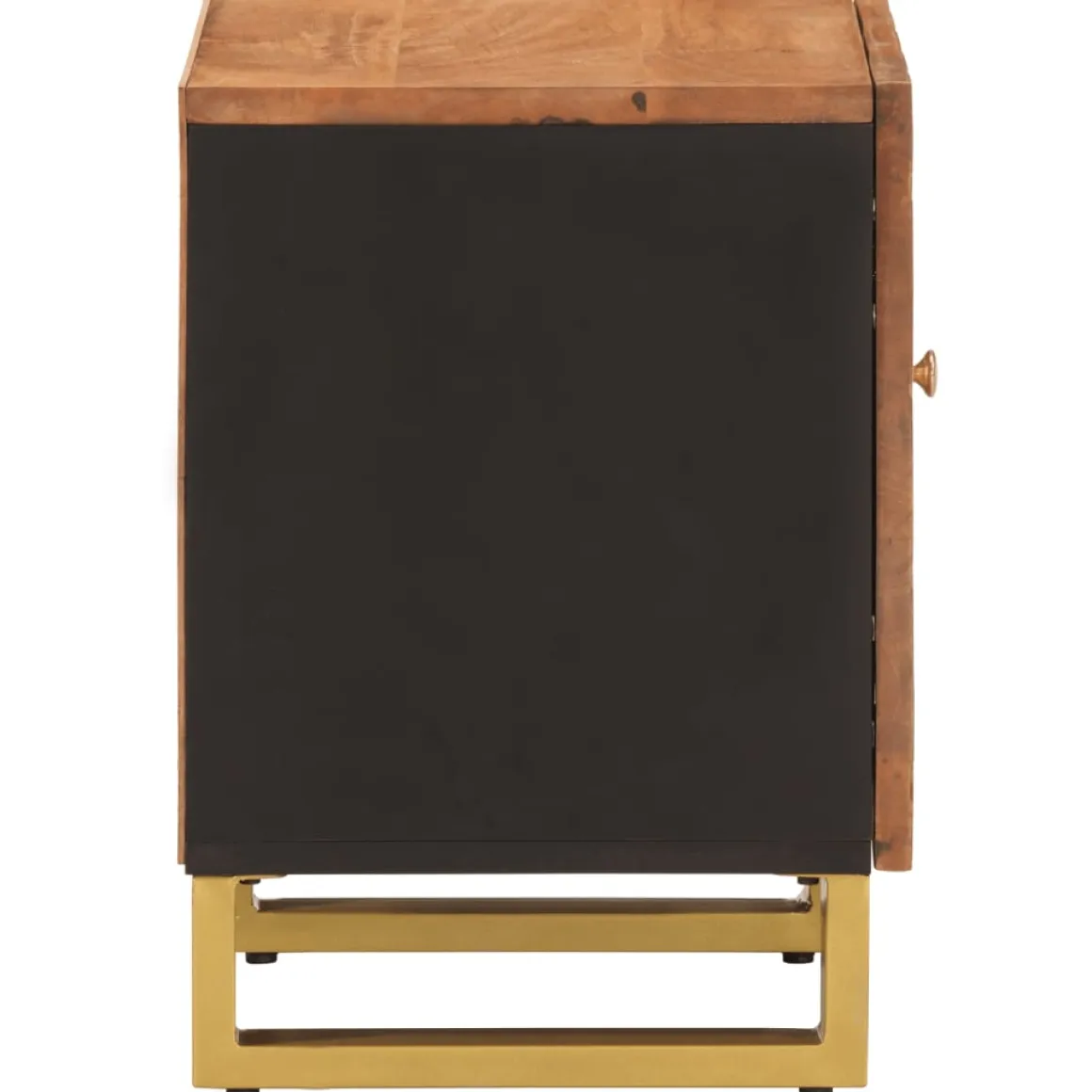 Mesita de noche Agapanto puerta reversible madera de mango marrón/negro 46x40x33,5 cm
