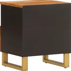 Mesita de noche Alabastro cajón + compartimento madera de mango negro/marrón 46x40x33 cm
