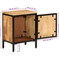 Mesita de noche Areca armario con pomo madera de mango natural 52,5x40x30 cm