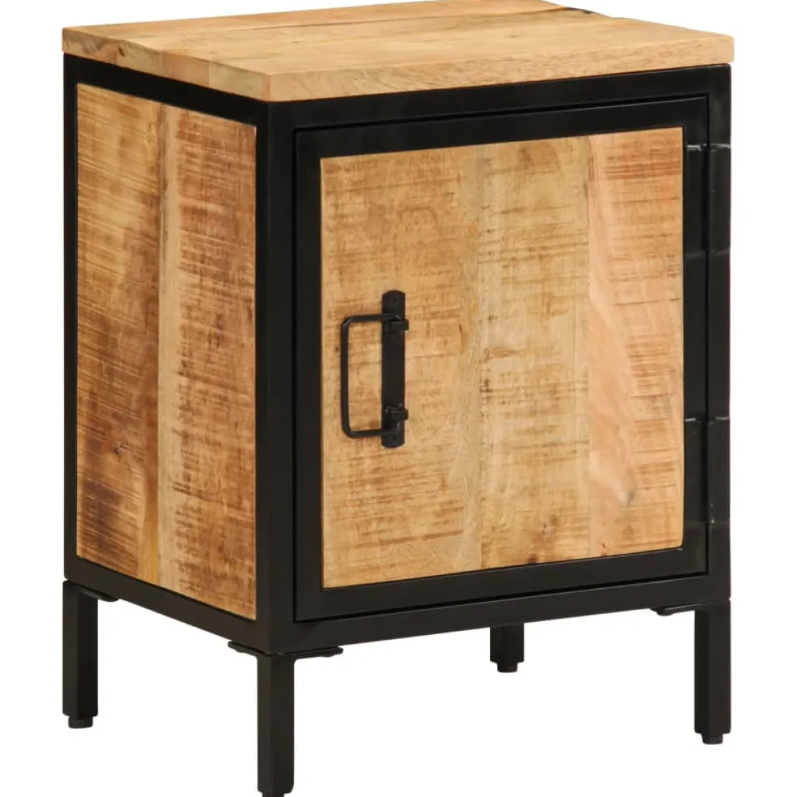 Mesita de noche Areca armario con pomo madera de mango natural 52,5x40x30 cm
