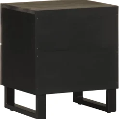 Mesita de noche Charoita 2 cajones madera de mango negro 46x40x33 cm