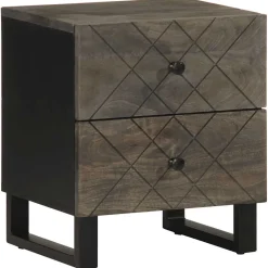 Mesita de noche Charoita 2 cajones madera de mango negro 46x40x33 cm