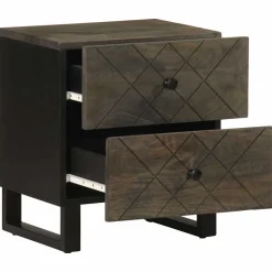 Mesita de noche Charoita 2 cajones madera de mango negro 46x40x33 cm