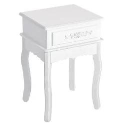 Mesita de noche Cielo Homcom con cajón blanco 60x40x35 cm