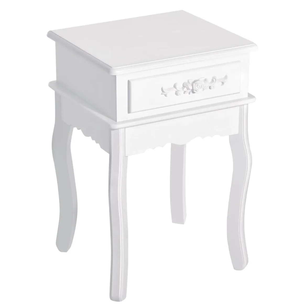 Mesita de noche Cielo Homcom con cajón blanco 60x40x35 cm
