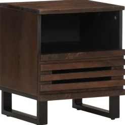 Mesita de noche Clavelina 1 cajón + compartimento madera de mango marrón oscuro 46x40x34 cm