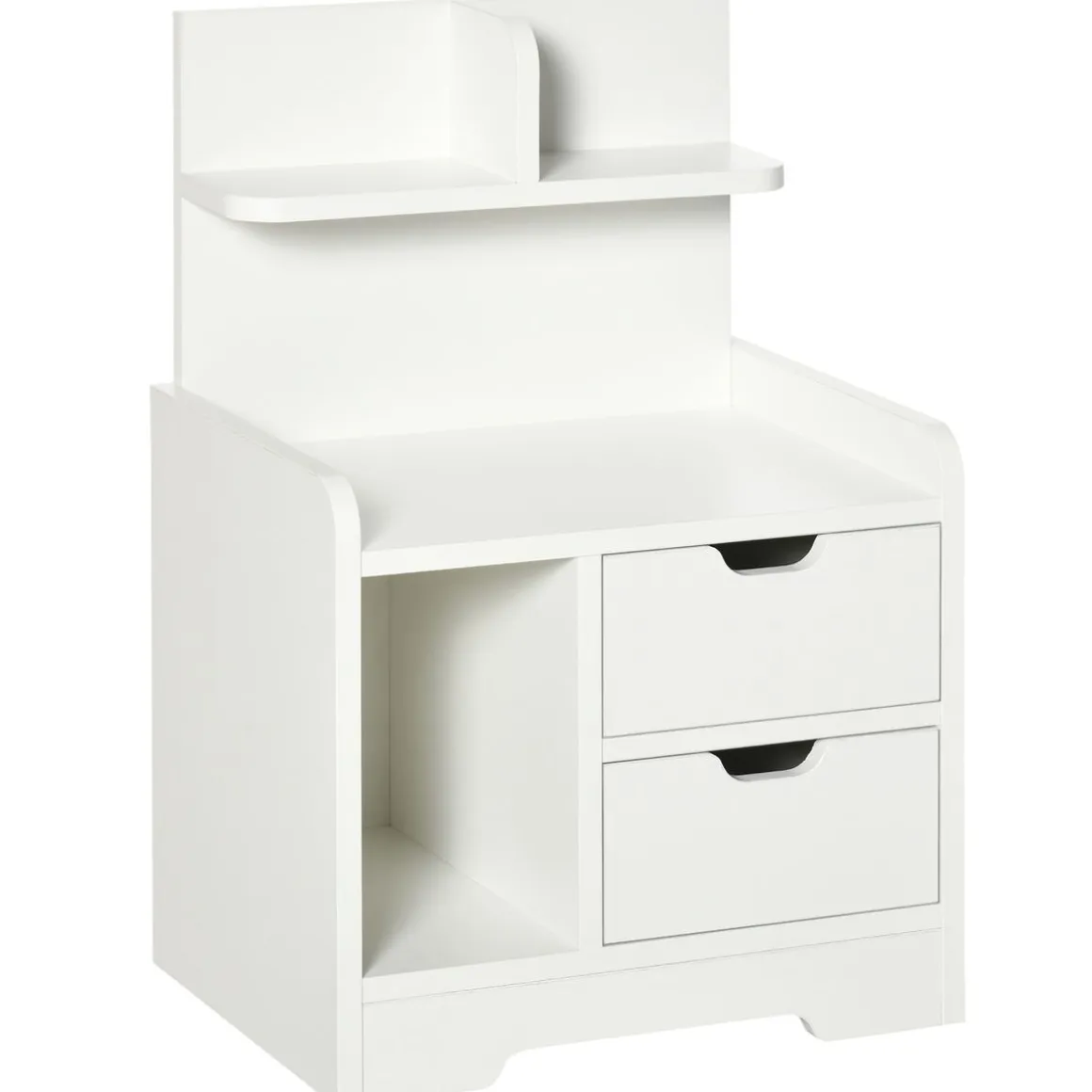 Mesita de noche Corfu Homcom 2 cajones + 3 compartimentos blanco 60x40x30 cm