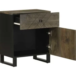 Mesita de noche Cornalina 1 cajón + armario madera de mango negro 60x50x33 cm