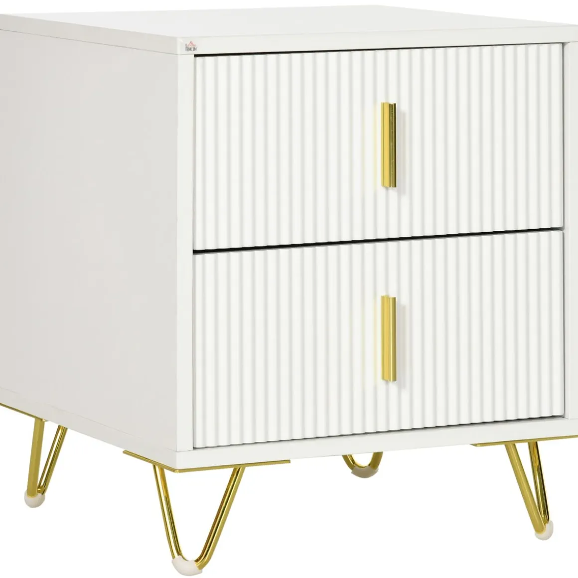 Mesita de noche Cotton Homcom 2 cajones blanco/dorado 47x40 cm
