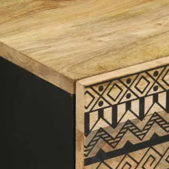 Mesita de noche Egipto con puerta natural/negro 46x40x33,5 cm