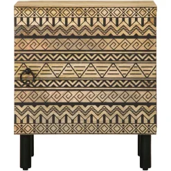 Mesita de noche Egipto con puerta natural/negro 46x40x33,5 cm