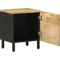 Mesita de noche Egipto con puerta natural/negro 46x40x33,5 cm