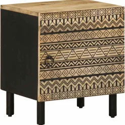 Mesita de noche Egipto con puerta natural/negro 46x40x33,5 cm