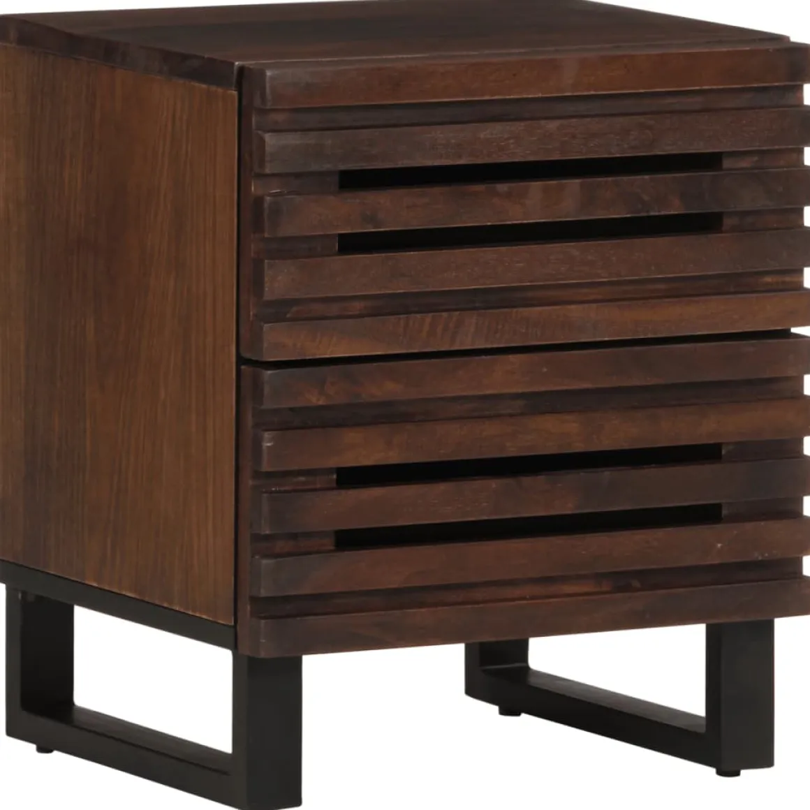 Mesita de noche Gardenia 2 cajones madera de mango marrón oscuro 46x40x34 cm
