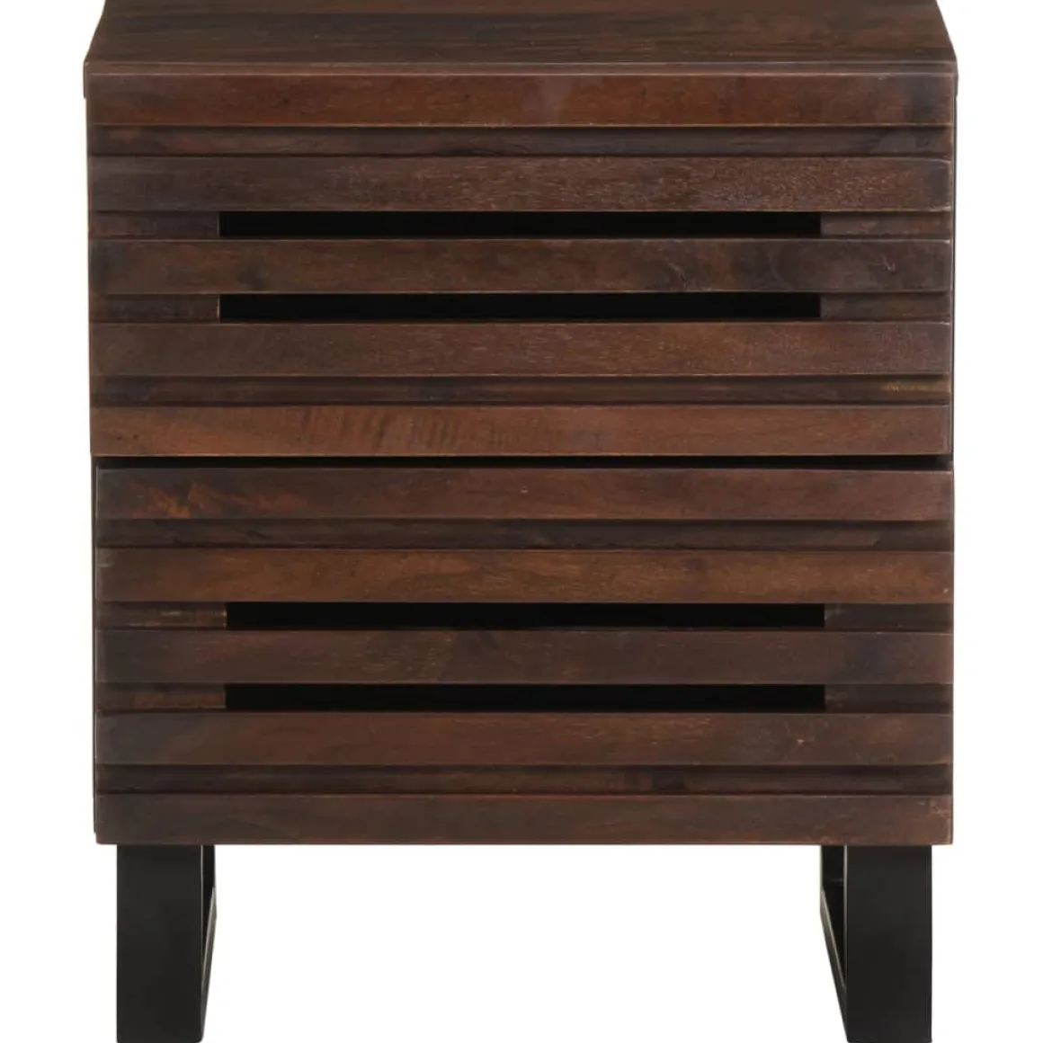 Mesita de noche Gardenia 2 cajones madera de mango marrón oscuro 46x40x34 cm