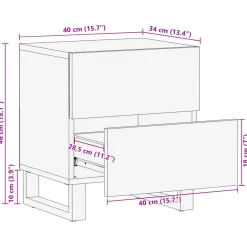 Mesita de noche Geranio 2 cajones madera maciza blanqueada natural 46x40x34 cm