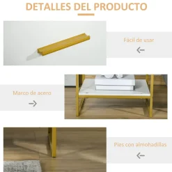 Mesita de noche Glamm Homcom cajon + estante blanco 60x45x40 cm