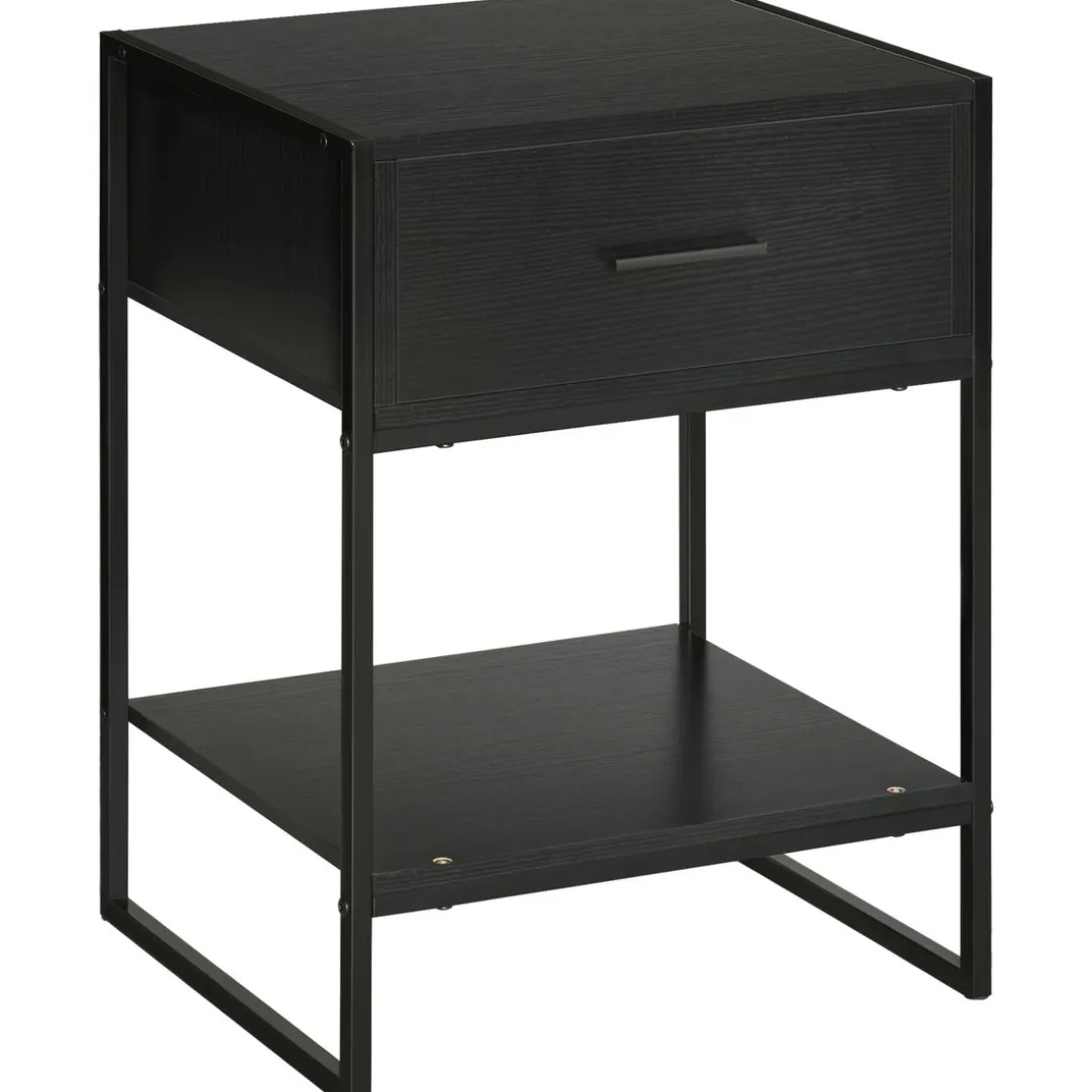 Mesita de noche Gálvez Homcom 1 cajón + 1 estante negro 60x45x40 cm