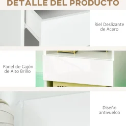 Mesita de noche Gracy Homcom 1 cajón + 2 huecos luz LED blanco