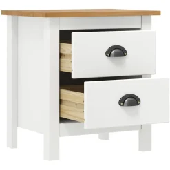 Mesita de noche Hill 2 cajones madera maciza de pino 49,5x46x35 cm