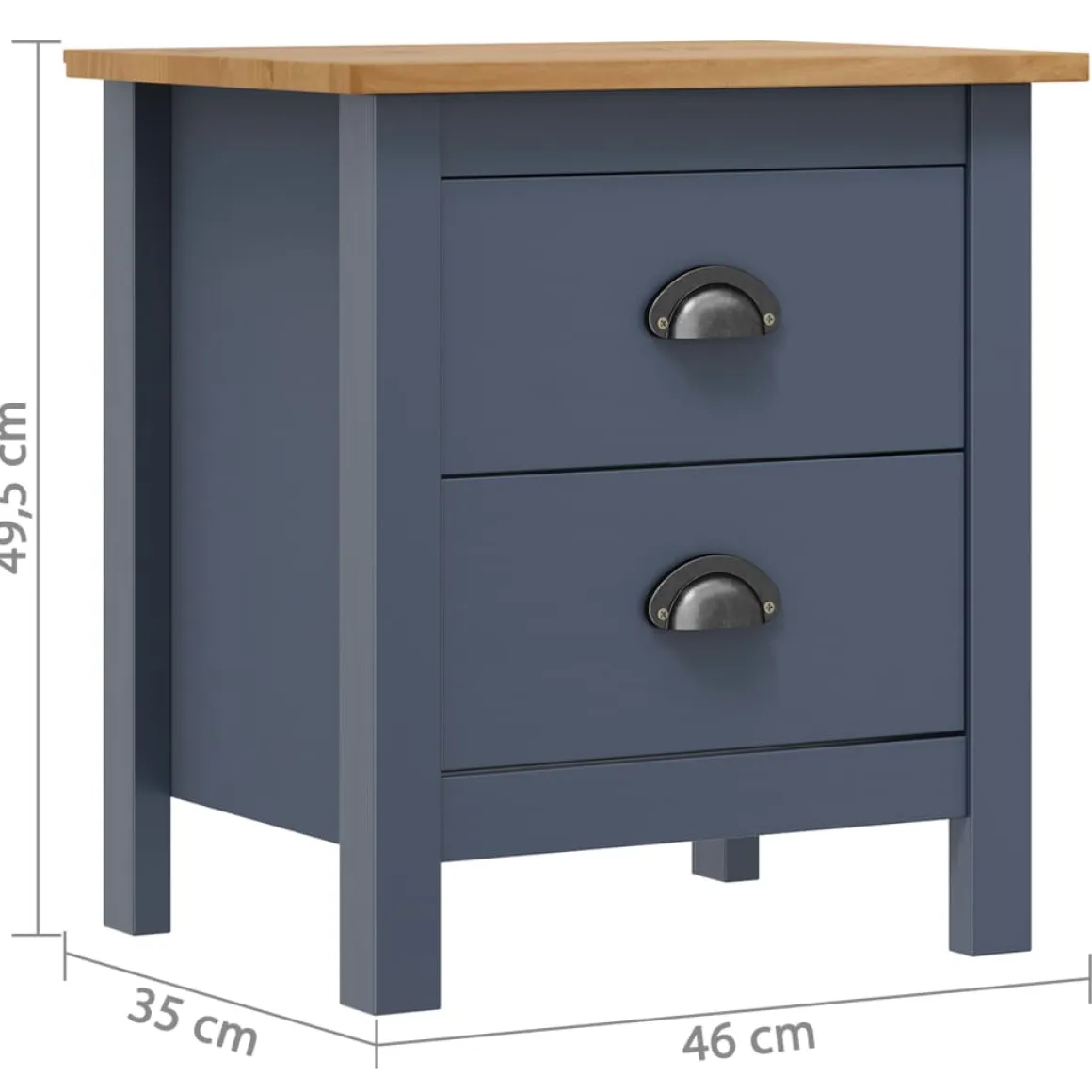 Mesita de noche Hill 2 cajones madera maciza de pino 49,5x46x35 cm