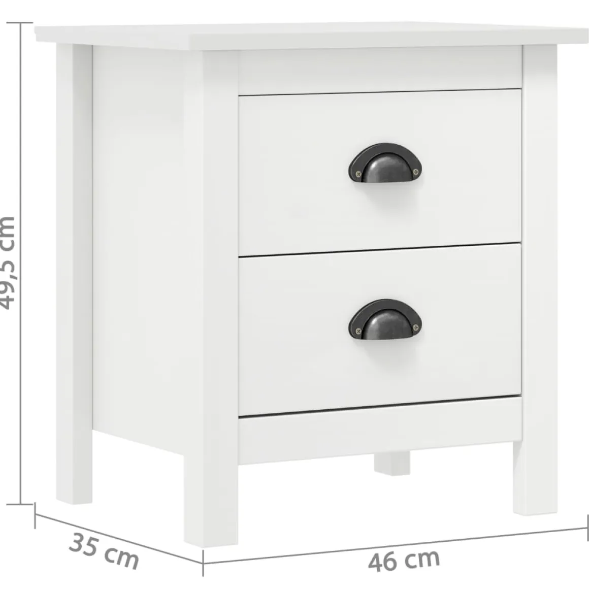 Mesita de noche Hill 2 cajones madera maciza de pino 49,5x46x35 cm