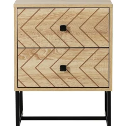 Mesita de noche Homcom 2 cajones retro natural/negro 60x48x39,5 cm