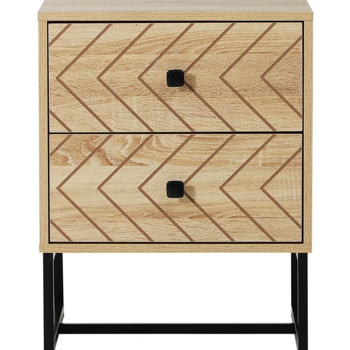 Mesita de noche Homcom 2 cajones retro natural/negro 60x48x39,5 cm