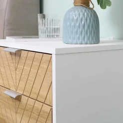 Mesita de noche Homcom con 2 cajones blanco/natural 48x45x39 cm