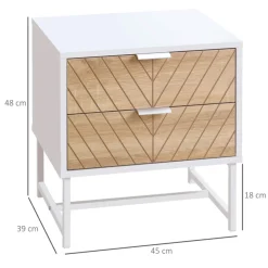 Mesita de noche Homcom con 2 cajones blanco/natural 48x45x39 cm