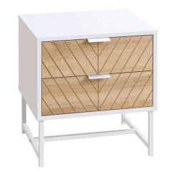 Mesita de noche Homcom con 2 cajones blanco/natural 48x45x39 cm