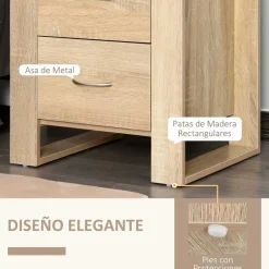 Mesita de noche Iria Homcom 2 cajones madera 54x48x39 cm