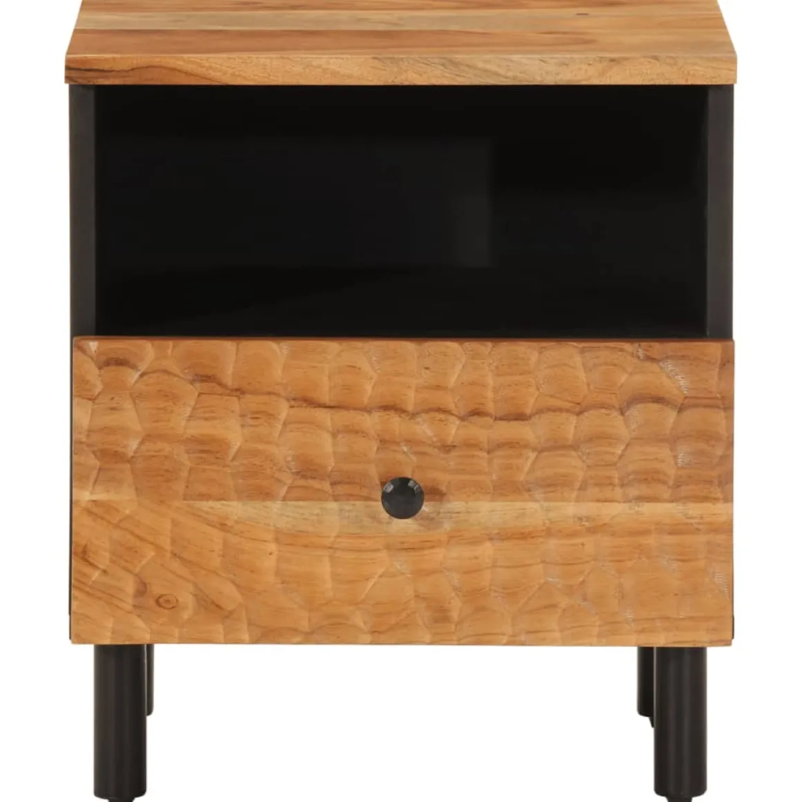 Mesita de noche Joropo cajón + compartimento madera de acacia natural 46x40x33 cm