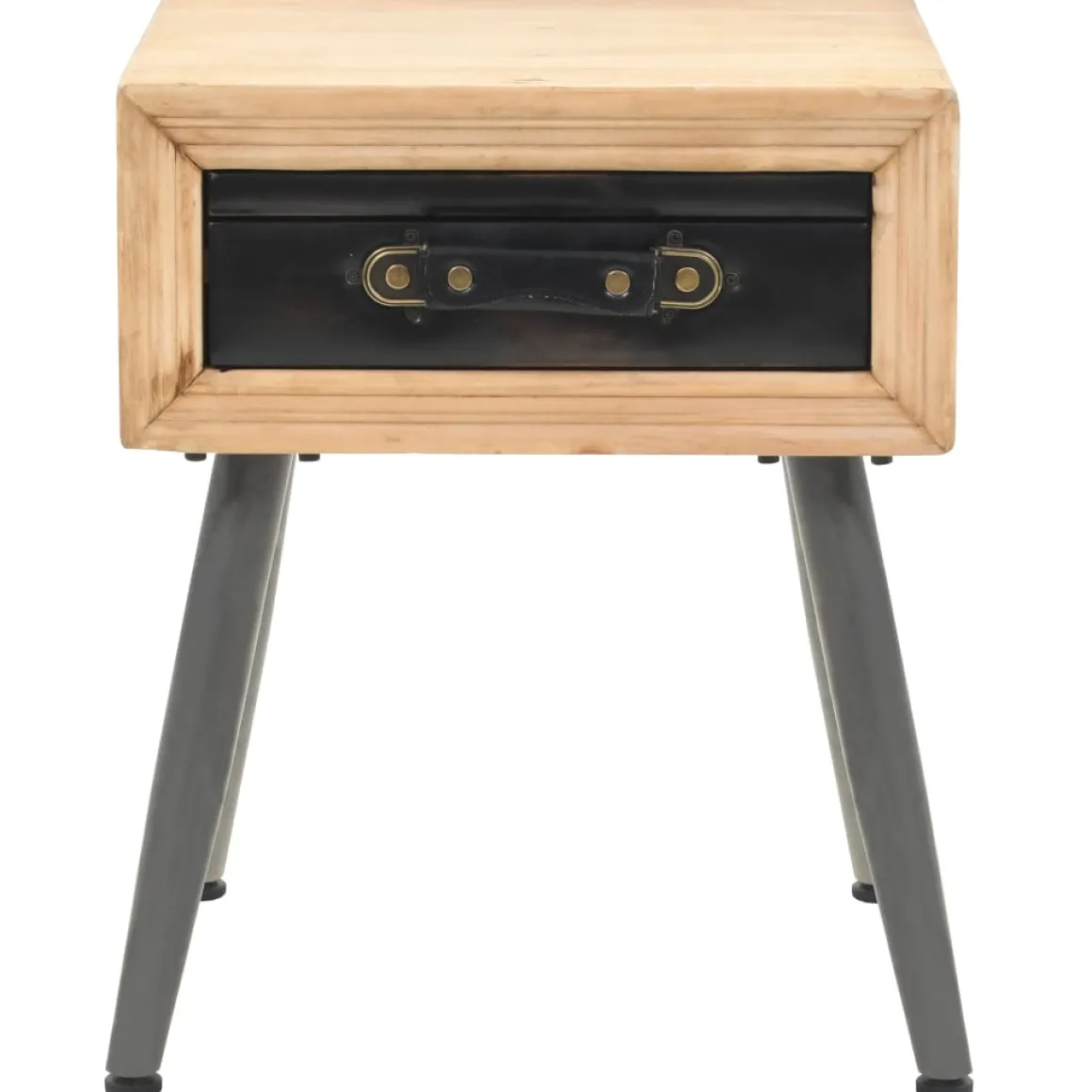 Mesita de noche Lock con cajón madera de abeto natural/gris 50x43x38 cm