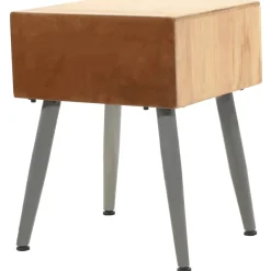 Mesita de noche Lock con cajón madera de abeto natural/gris 50x43x38 cm