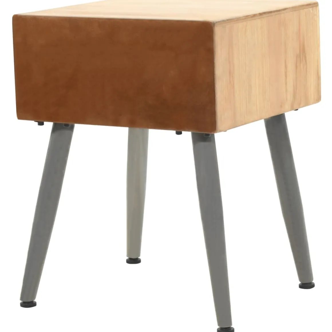 Mesita de noche Lock con cajón madera de abeto natural/gris 50x43x38 cm