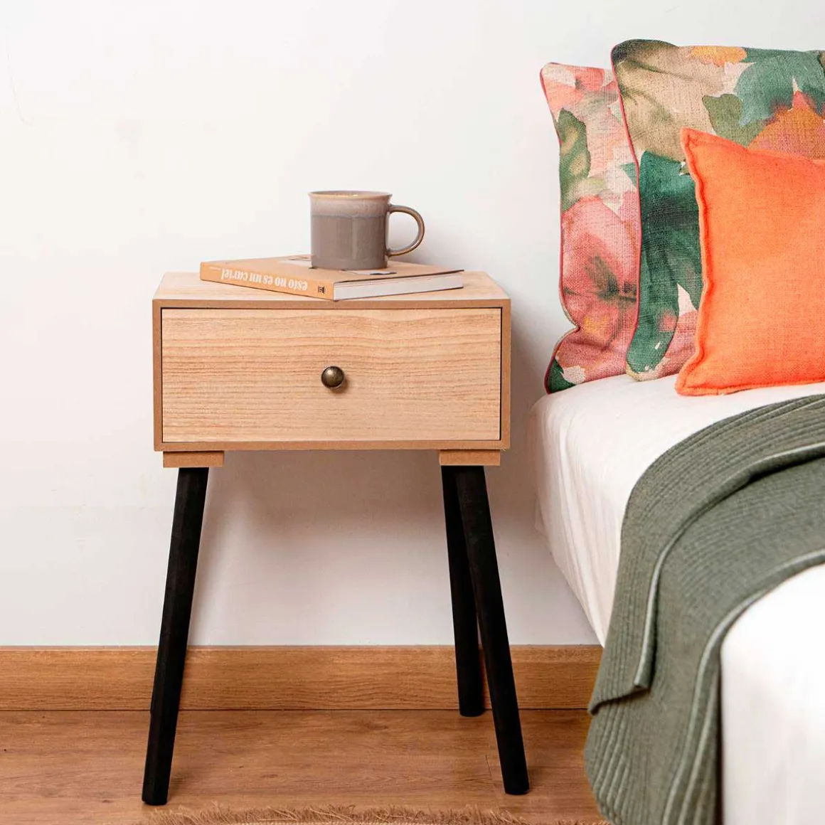 Mesita de noche MOA Vinthera 1 cajón madera 50x35x26 cm