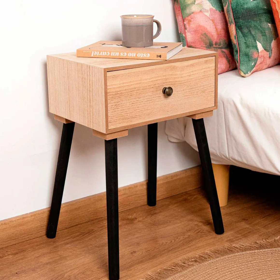 Mesita de noche MOA Vinthera 1 cajón madera 50x35x26 cm