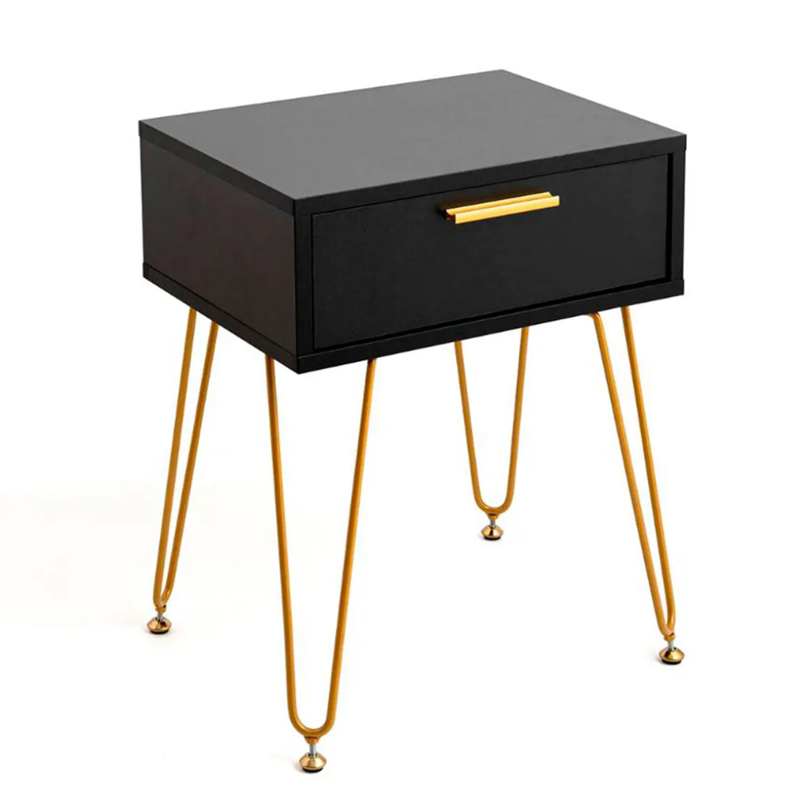 Mesita de noche MOA Vinthera 1 cajón negro/dorado 50,3x40x30 cm