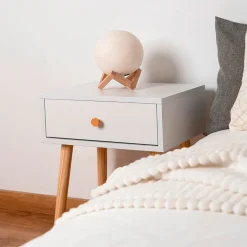 Mesita de noche MOA Vinthera 1 cajón blanco/madera 51x40x30 cm