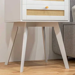 Mesita de noche Moon Homcom 2 cajones blanco 60x40x40 cm