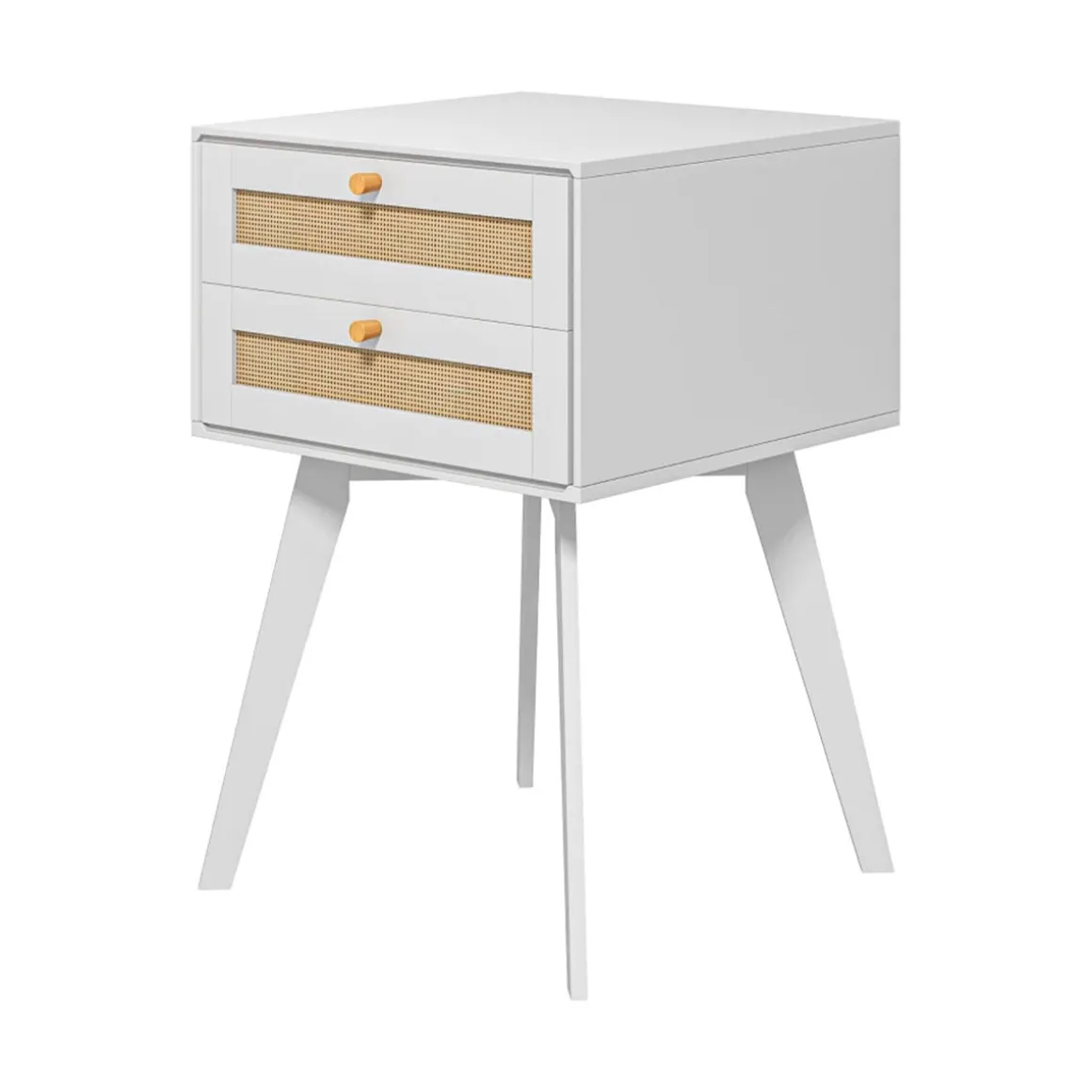 Mesita de noche Moon Homcom 2 cajones blanco 60x40x40 cm