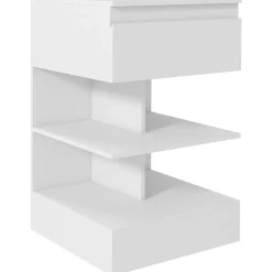 Mesita de noche Onís Homcom 1 cajón + 2 estantes blanco 65x39x39 cm