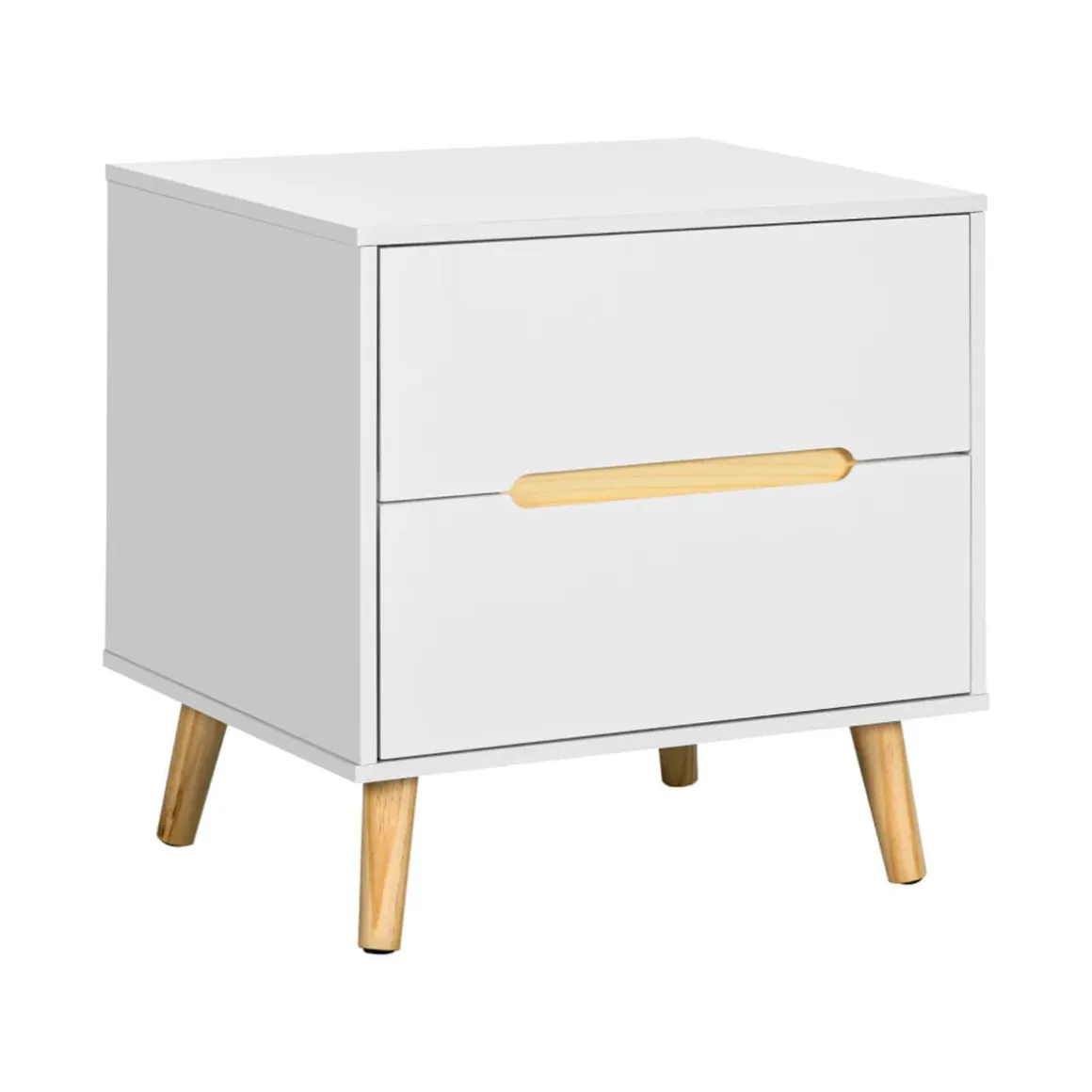 Mesita de noche Poppy Homcom 2 cajones blanco 50,5x50x40 cm
