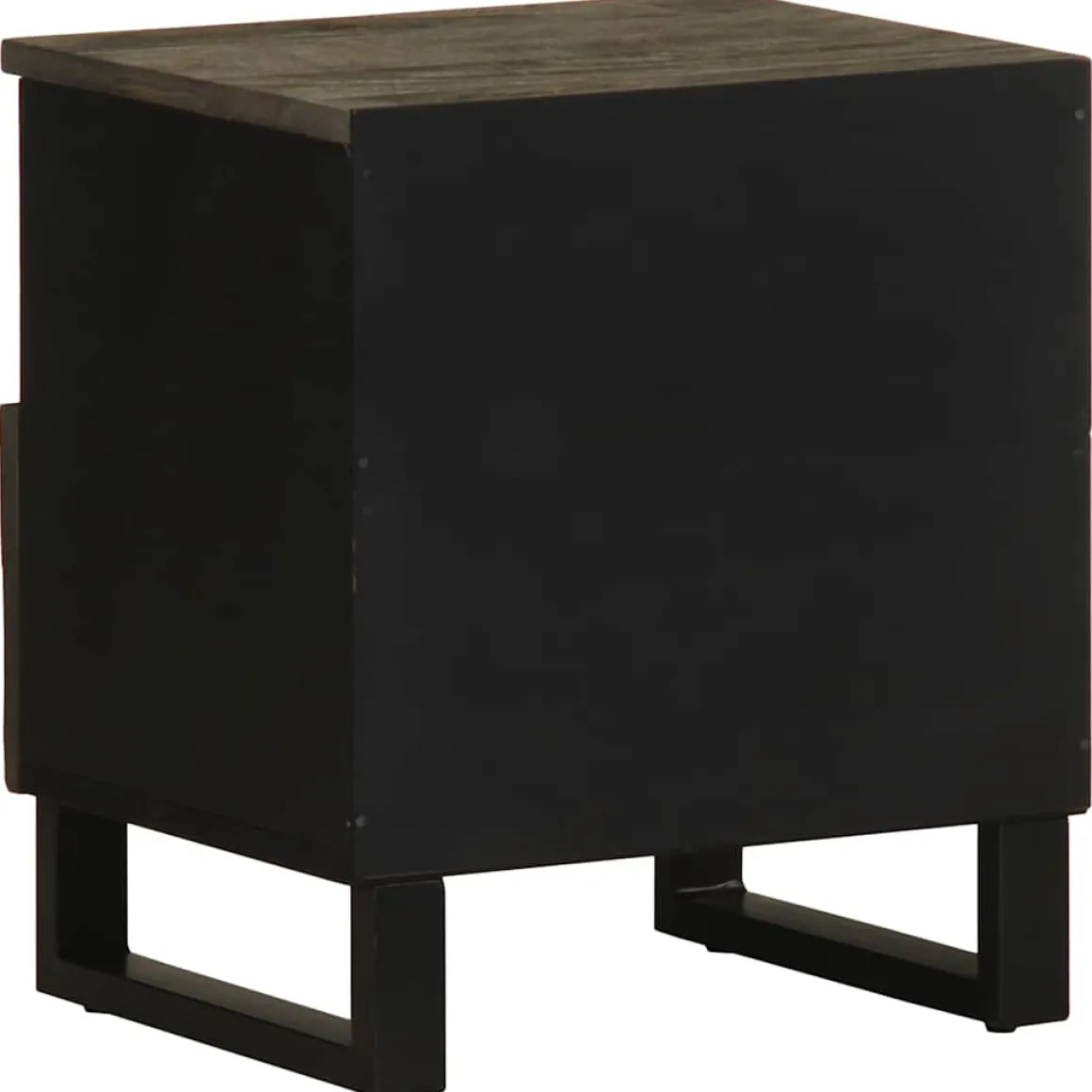 Mesita de noche Quiastolita 1 cajón + compartimento madera de mango negro 46x40x33 cm