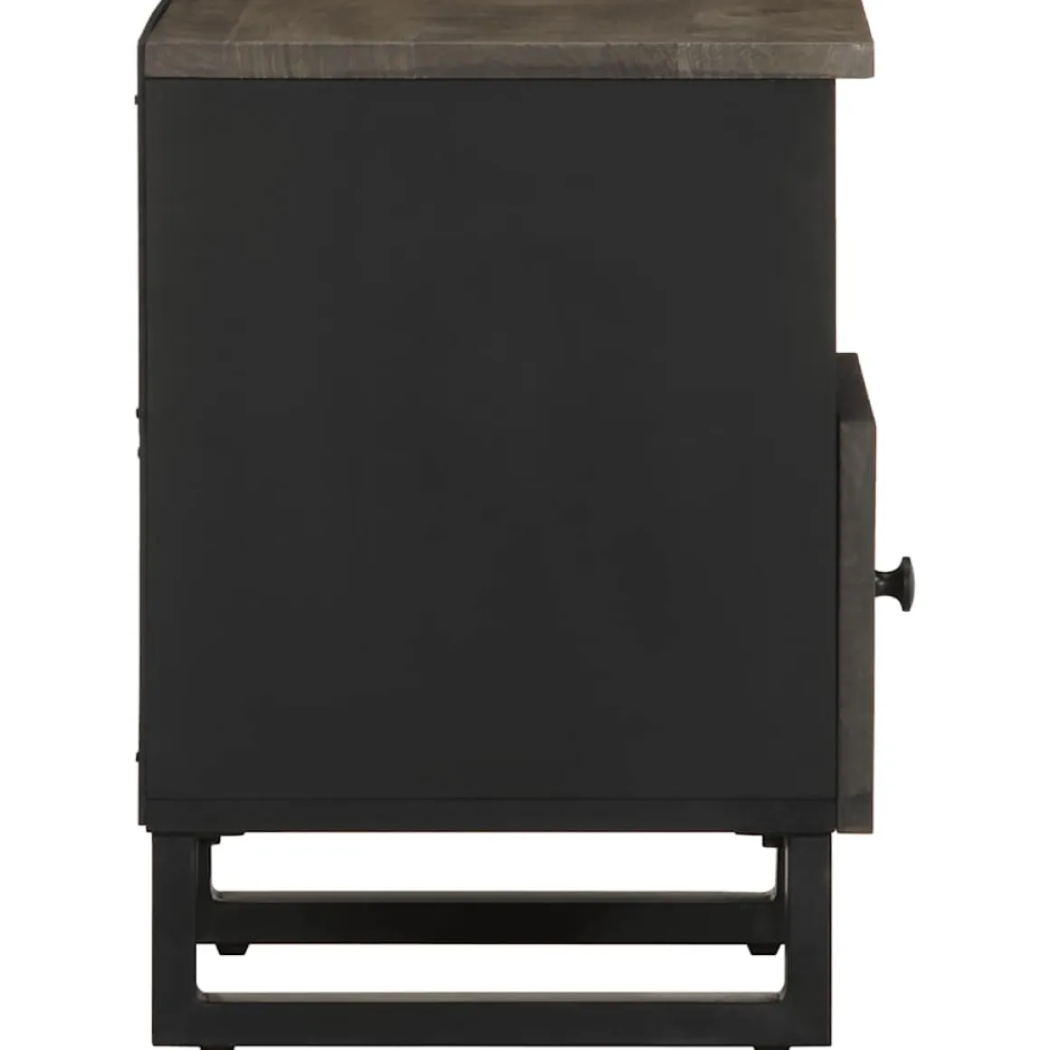 Mesita de noche Quiastolita 1 cajón + compartimento madera de mango negro 46x40x33 cm