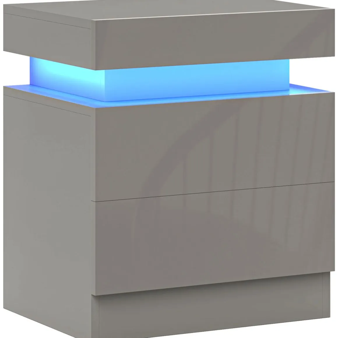 Mesita de noche Soty Homcom 2 cajones + Luz LED gris 52x45x35 cm