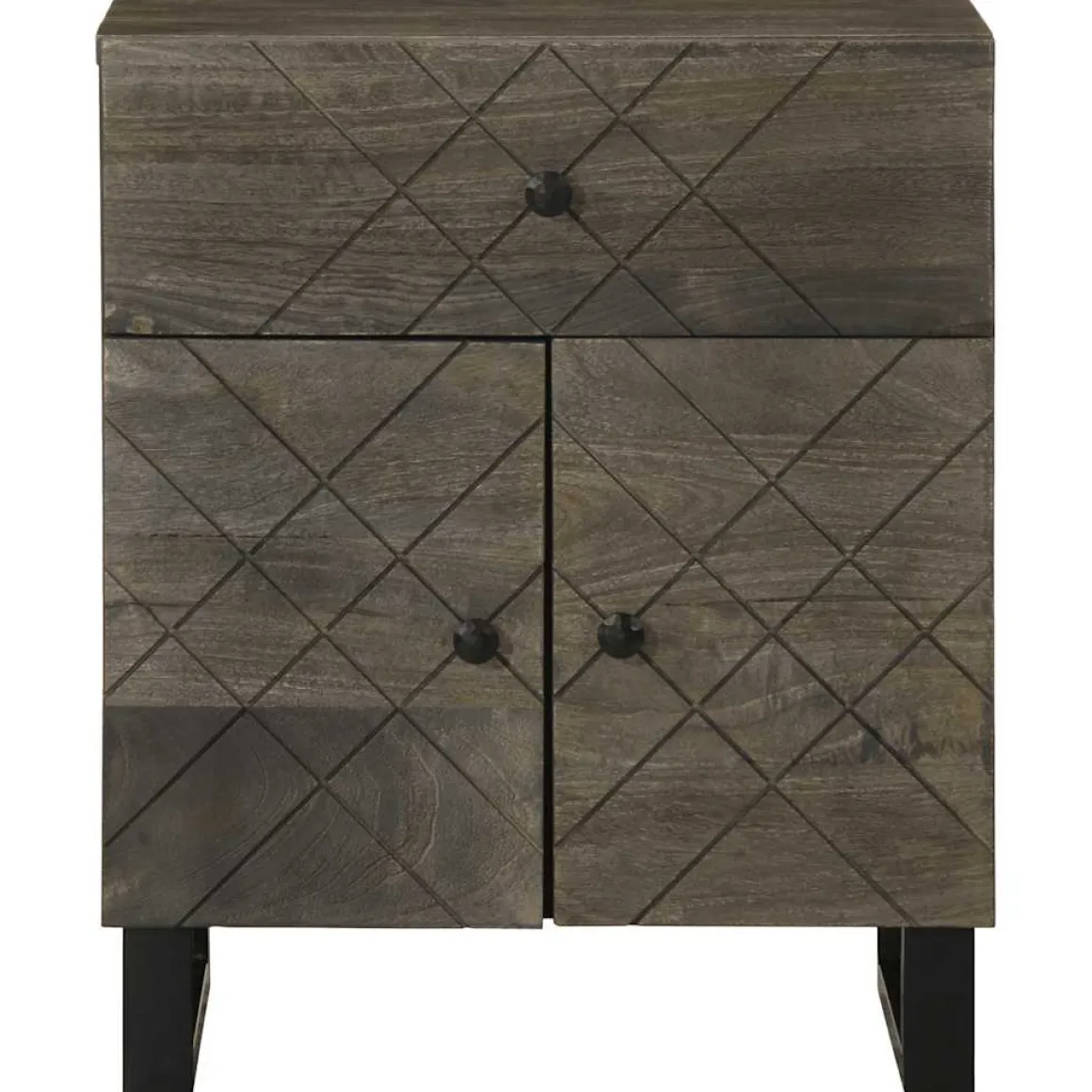 Mesita de noche Talaje armario + cajón negro 60x50x33 cm